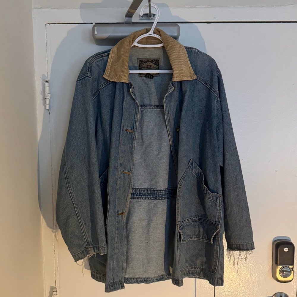 Express Denim Jacket with Tan Collar